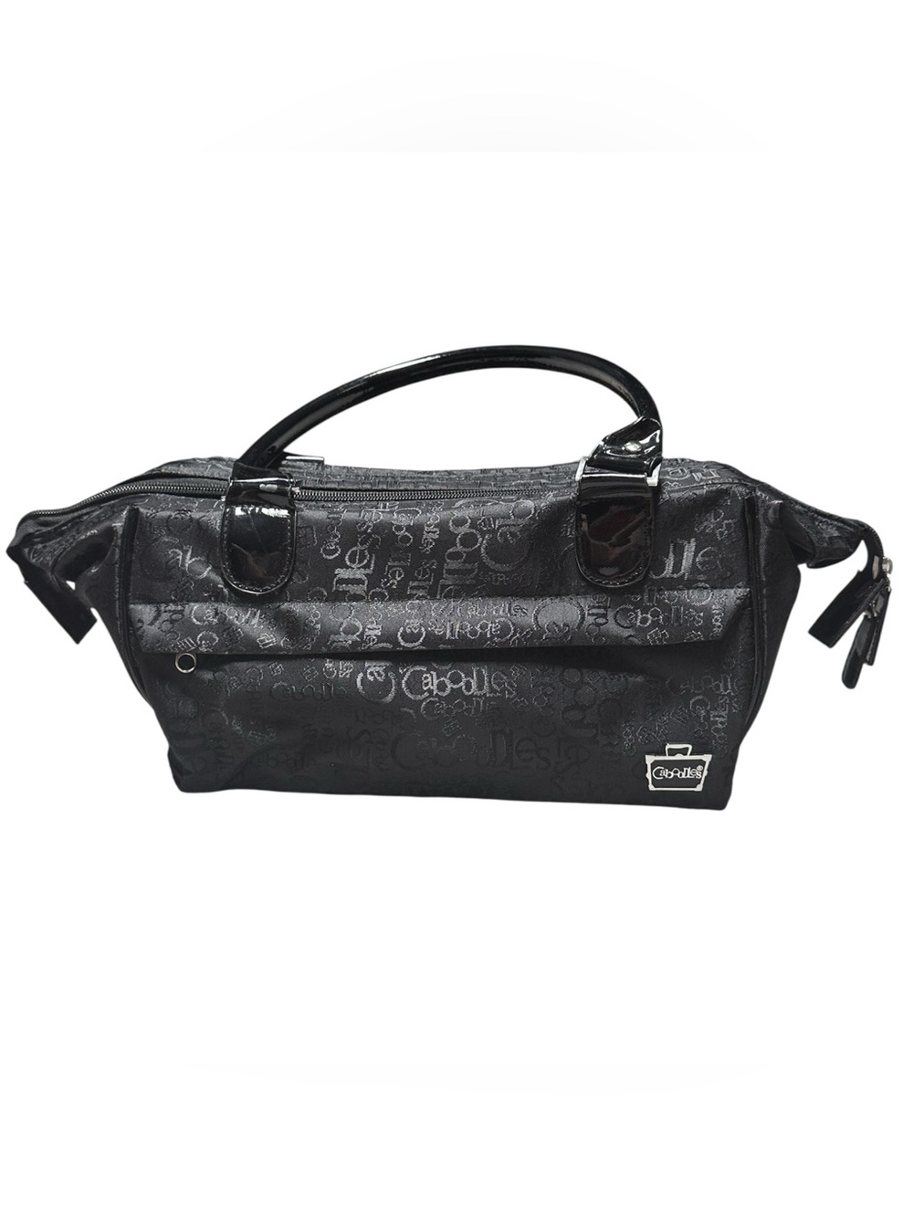 Caboodles Black Logo Print Cosmetic Travel Bag Makeup Organizer Satchel Tote Y2K